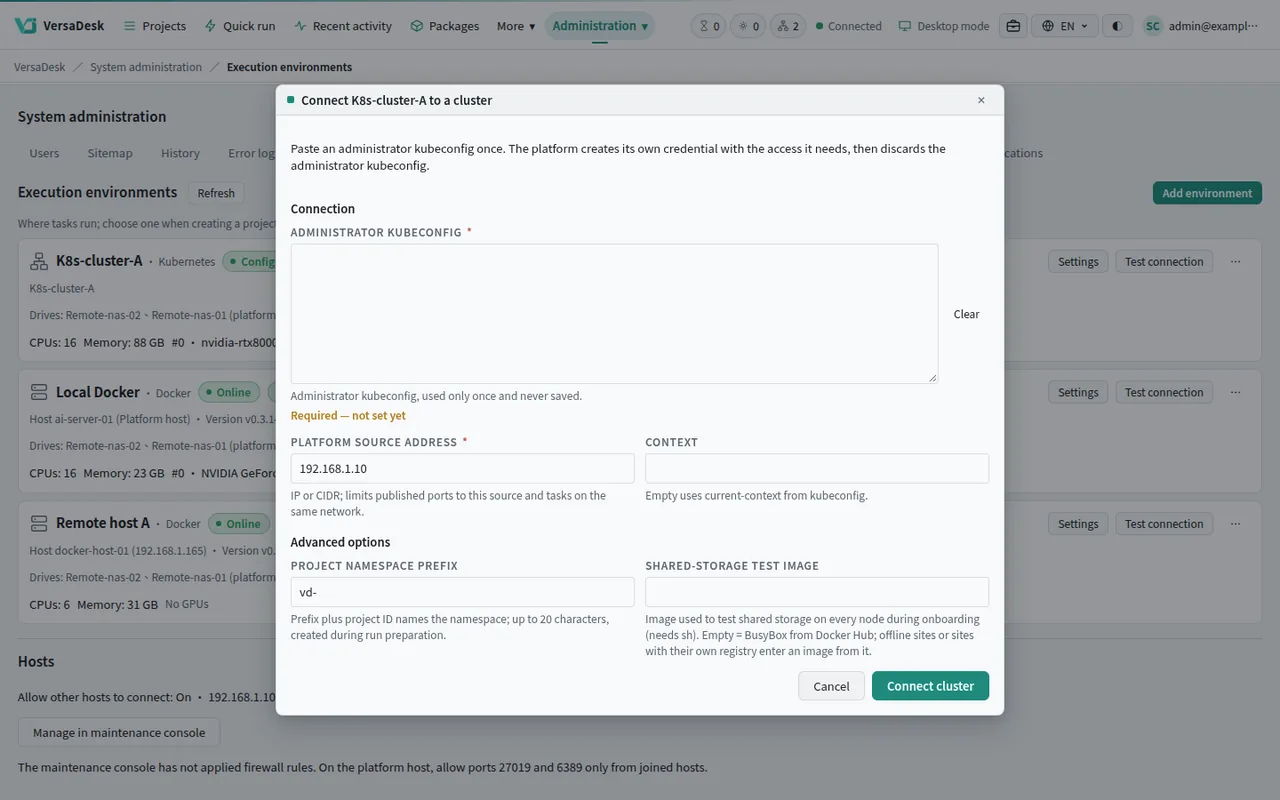 Connect an existing Kubernetes cluster